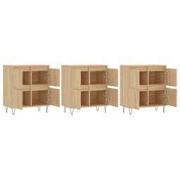 Berkfield Home Sideboards 3 pcs Sonoma Oak Engineered Wood in Light Tan - thumbnail 4