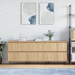 Berkfield Home Sideboards 3 pcs Sonoma Oak Engineered Wood in Light Tan - thumbnail 2