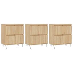 Berkfield Home Sideboards 3 pcs Sonoma Oak Engineered Wood in Light Tan - thumbnail 3