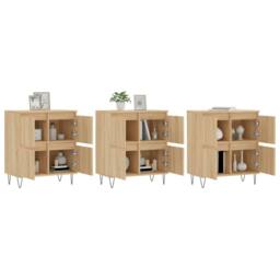 Berkfield Home Sideboards 3 pcs Sonoma Oak Engineered Wood in Light Tan - thumbnail 1