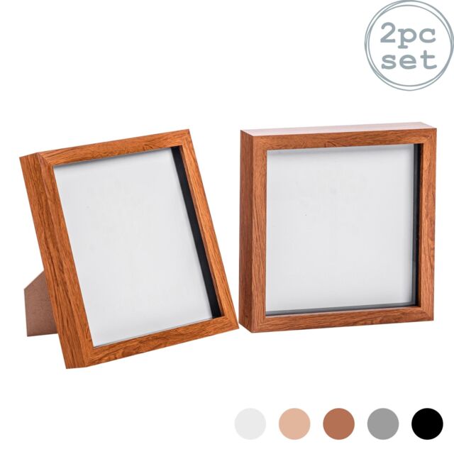 "Nicola Spring 3D Box Photo Frames - 8 x 8"" - Pack of 2 in Dark Brown" - image 1