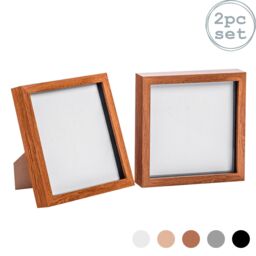 "Nicola Spring 3D Box Photo Frames - 8 x 8"" - Pack of 2 in Dark Brown" - thumbnail 1