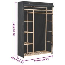 Berkfield Home Wardrobe Grey 110x40x170 cm Fabric - Size: 110 x 40 x 170 cm - thumbnail 6