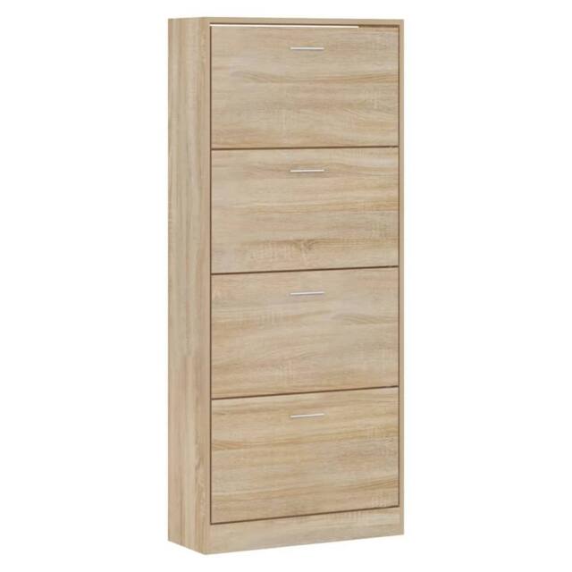 Berkfield Home Shoe Cabinet Sonoma Oak 63x24x147 cm Engineered Wood in Light Oak - Size: 63 x 24 x 147 cm - image 1