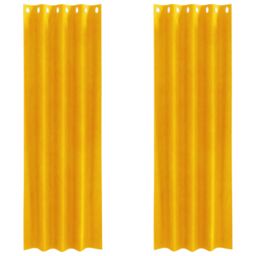 Berkfield Home Blackout Curtains with Eyelets 2 pcs Mustard Yellow Velvet - thumbnail 2