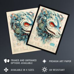 Artery8 Wall Art Print 21st Century Weapon Robot Hybrid Secret Military Schematic Blue Futuristic Complex Arcane Manuscript Gift For Him Man Cave - thumbnail 2