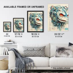 Artery8 Wall Art Print 21st Century Weapon Robot Hybrid Secret Military Schematic Blue Futuristic Complex Arcane Manuscript Gift For Him Man Cave - thumbnail 3