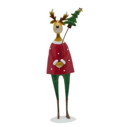 Metal Reindeer with Tree Ornament - 43cm - thumbnail 1
