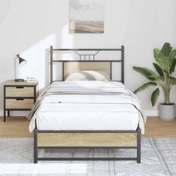 Berkfield Home Decorative Bed Frame without Mattress Sonoma Oak 90x190 cm Single in Brown - thumbnail 4