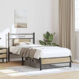 Berkfield Home Decorative Bed Frame without Mattress Sonoma Oak 90x190 cm Single in Brown - thumbnail 5