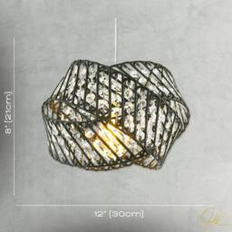 Happy Homewares Designer Triple Ring Black Pendant Lamp Shade with Clear Acrylic Beads - thumbnail 7