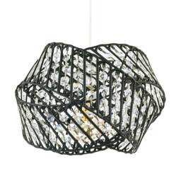 Happy Homewares Designer Triple Ring Black Pendant Lamp Shade with Clear Acrylic Beads - thumbnail 2