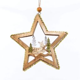 Shatchi Christmas Tree Hanging Decoration Lying Deer Star Shape in Gold