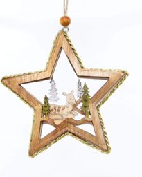 Shatchi Christmas Tree Hanging Decoration Lying Deer Star Shape in Gold - thumbnail 2