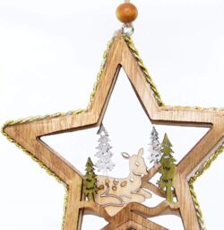 Shatchi Christmas Tree Hanging Decoration Lying Deer Star Shape in Gold - thumbnail 4