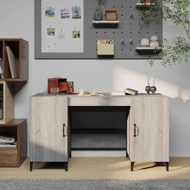 Berkfield Home Desk Grey Sonoma 140x50x75 cm Engineered Wood - Size: 140 x 50 x 75 cm - image 1