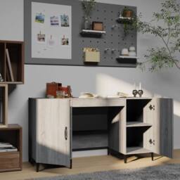Berkfield Home Desk Grey Sonoma 140x50x75 cm Engineered Wood - Size: 140 x 50 x 75 cm - thumbnail 3