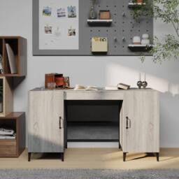 Berkfield Home Desk Grey Sonoma 140x50x75 cm Engineered Wood - Size: 140 x 50 x 75 cm - thumbnail 1