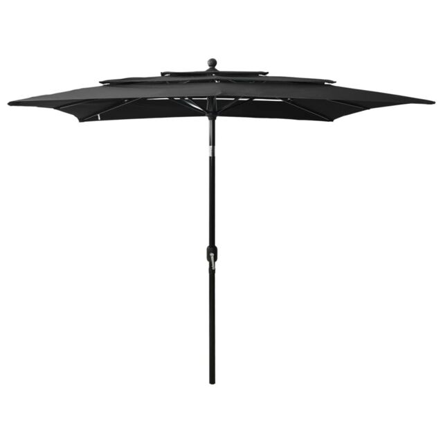 Berkfield Home 3-Tier Parasol with Aluminium Pole Black 2.5x2.5 m - image 1
