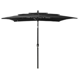 Berkfield Home 3-Tier Parasol with Aluminium Pole Black 2.5x2.5 m - thumbnail 1