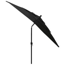 Berkfield Home 3-Tier Parasol with Aluminium Pole Black 2.5x2.5 m - thumbnail 4