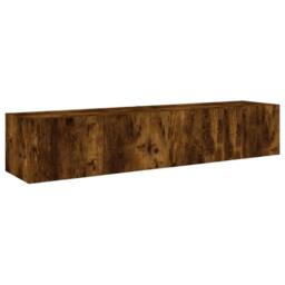 Berkfield Home TV Wall Cabinets with LED Lights 2 pcs Smoked Oak 80x35x31 cm in Brown - Size: 80 x 35 x 31 cm - thumbnail 7