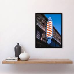 Artery8 John Margolies Retro Barbershop Sign Photograph Framed Wall Art Print - Size: A4 - thumbnail 2