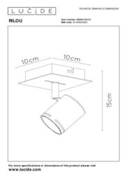 Lucide 'RILOU' Dimmable Rotatable Stylish Indoor LED Ceiling Spotlight GU10 in White - thumbnail 4