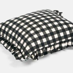 OHS 2 x Gingham Faux Linen Frill Cushion Covers - Size: 45 cm x 45 cm - thumbnail 5