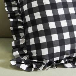 OHS 2 x Gingham Faux Linen Frill Cushion Covers - Size: 45 cm x 45 cm - thumbnail 2