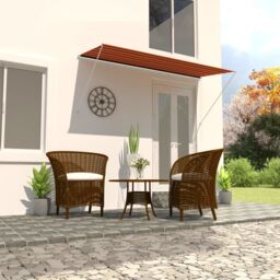 Berkfield Home Retractable Awning 300x150 cm Orange & Brown - thumbnail 1