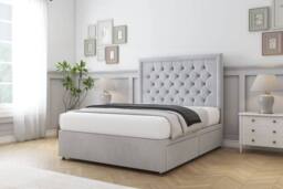 "Sloomy Amberley Plush Divan Bed Base 4 Drawers With 26"" Strutted Headboard & 12"" Matching Footboard in Emerald - Size: Super King" - thumbnail 3