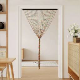 FLAVORA 27 Strings Wooden Beaded Door Curtain Divider in Red - Size: 1 - thumbnail 5