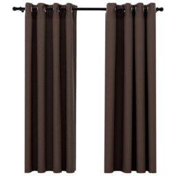 Berkfield Home Linen-Look Blackout Curtains with Grommets 2pcs Taupe 140x175cm - Size: 140x175 cm - thumbnail 2