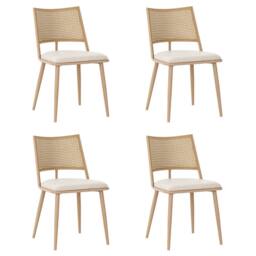 BTM Set of Rattan Backrest Chairs with PU Seats in Beige - Size: 2 Pack - thumbnail 7