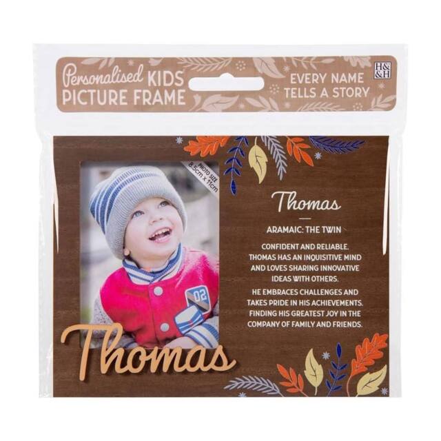 History & Heraldry Personalised Kids Wooden Picture Frame - Thomas in Brown - image 1