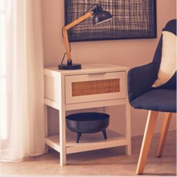 Orsina Rustic White Wood Side Table, Functional Bed Side Table, Ample Storage Space Of Small Lounge Side Table - thumbnail 1
