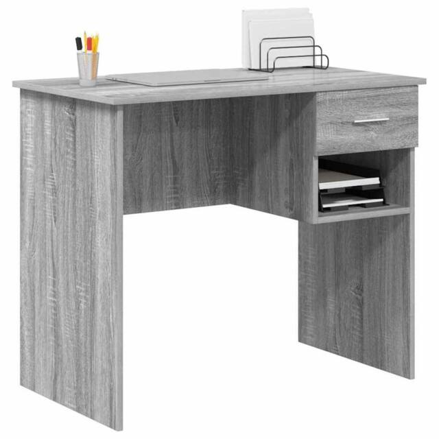 Berkfield Home Modern Desk with Storage Grey Sonoma 90x49.5x75 cm Engineered wood - image 1