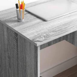 Berkfield Home Modern Desk with Storage Grey Sonoma 90x49.5x75 cm Engineered wood - thumbnail 4