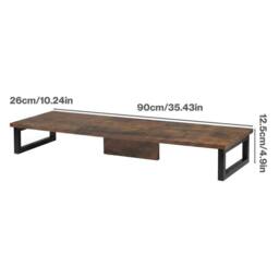 VOGREX Steel Dual Monitor Stand Riser Home Office Screen Shelf in Brown - thumbnail 2