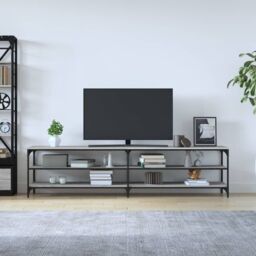 Berkfield Home TV Cabinet Grey Sonoma 200x30x50 cm Engineered Wood & Metal - Size: 200 x 30 x 50 cm - thumbnail 3