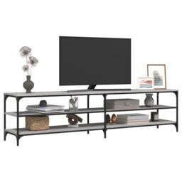 Berkfield Home TV Cabinet Grey Sonoma 200x30x50 cm Engineered Wood & Metal - Size: 200 x 30 x 50 cm - thumbnail 4