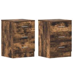 Berkfield Home Bedside Cabinets 2 pcs Smoked Oak 38x35x56 cm Engineered Wood in Brown - Size: 38 x 35 x 56 cm - thumbnail 1