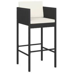 Berkfield Home 5 Piece Garden Bar Set with Cushions Poly Rattan Black - thumbnail 3
