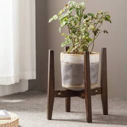 KORVIXA Walnut Flower Stand Detachable Cross Telescopic Wooden Plant Pot - thumbnail 3