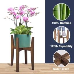 KORVIXA Walnut Flower Stand Detachable Cross Telescopic Wooden Plant Pot - thumbnail 2