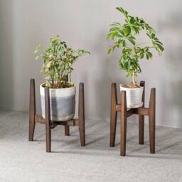 KORVIXA Walnut Flower Stand Detachable Cross Telescopic Wooden Plant Pot - thumbnail 4