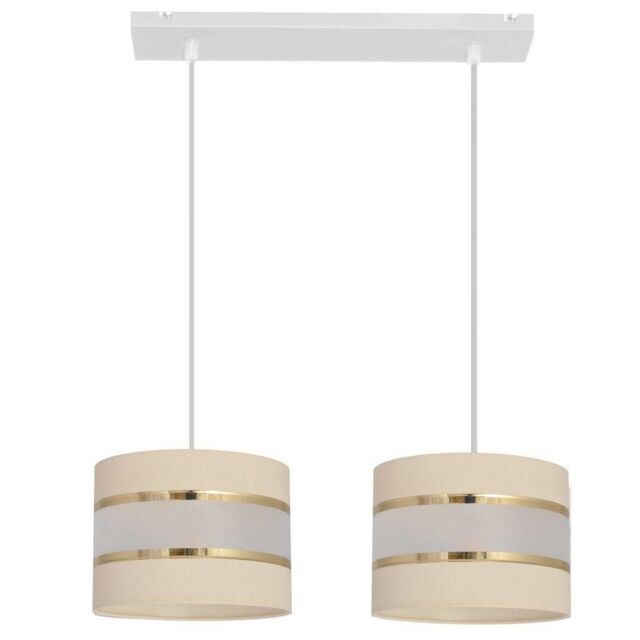 Netlighting Helen Straight Bar Pendant Ceiling Light Ecru Gold White 45cm in Beige - image 1