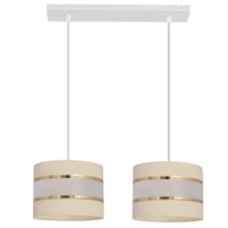 Netlighting Helen Straight Bar Pendant Ceiling Light Ecru Gold White 45cm in Beige - thumbnail 1