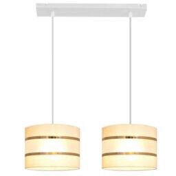 Netlighting Helen Straight Bar Pendant Ceiling Light Ecru Gold White 45cm in Beige - thumbnail 2